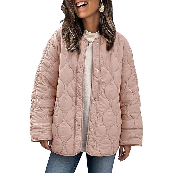 Akklian Womens Winter Quilted Coat No Hood Ribbed Raglan Vintage