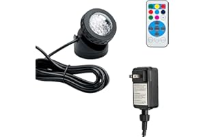 SHOYO Pond Lights Fountain Lights LED Underwater Colored IP68 Waterproof Submersible RGB Spotlights Outdoor House Flag Tree Christma Landscape Lighting Timer Dim Adjustable Yard Spot Lights (set of 1)