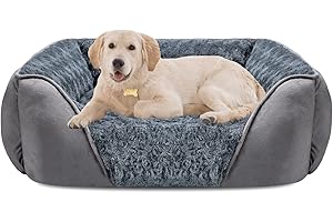 INVENHO Large Dog Bed for Large Medium Small Dogs, Rectangle Washable Dog Bed, Orthopedic Dog Bed, Soft Calming Sleeping Puppy Bed Durable Pet Cuddler with Anti-Slip Bottom L(30"x24"x9")