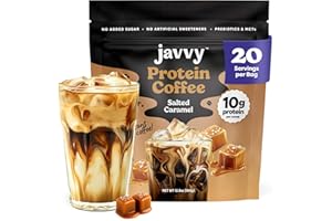 Salted Caramel Protein Iced Coffee - Premium Whey Protein & Instant Iced Coffees - 100% Natural Cold Brew - Zero Artificial F