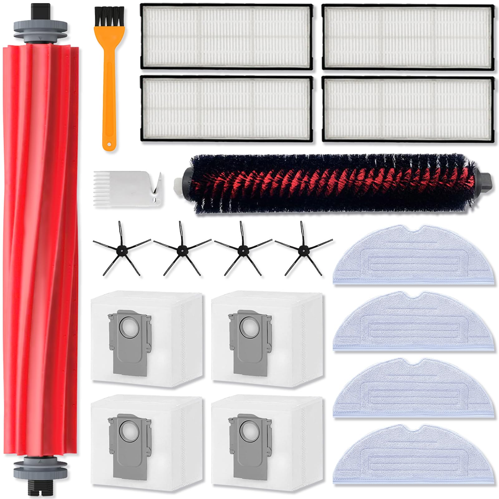 20 Stück Zubehör Für Roborock S7 Maxv Ultra, Ersatzteile Für Roborock S7 Zubehörset Pro Ultra, 1 Hauptbürste, 1 Selbstreinigende Bürste, 4 Wischtücher, 4 Filter, 4 Seitenbürsten, 4 Staubbeutel