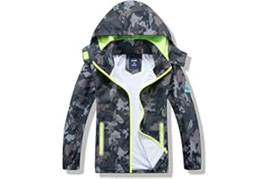 IjnUhb Waterproof Hooded Jacket for Boys Girls,Kids Raincoats Outdoor Windbreaker Dinosaur Rain Jacket