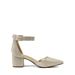 DREAM PAIRS ANNEE Pointed Toe Low Chunky Heels Pump
