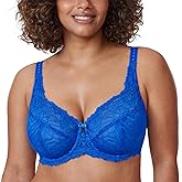 DELIMIRA Women's Plus Size Minimizer Bras Full Coverage Lace Unlined Underwire Bra B-K Cups