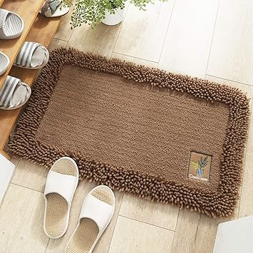 Hujkl Badezimmerteppiche Und Matten Gross Abwaschbare Turmatte Innen Rutschfeste Ruckseite 5 Verfugbare Farben Grau Braun 40x60cm Brown Amazon De Kuche Haushalt