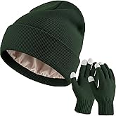 Geyoga Beanie and Touchscreen Gloves Set for Women Men Unisex Winter Knitted Hat Skull Cap Warm Gloves with Knit Fleece Lined