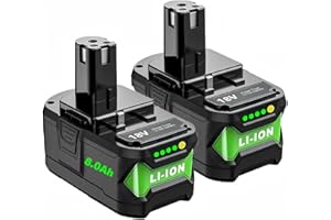 Cheerlark Upgrade 8000mAh High Capacity Replacement for Ryobi 18V Battery P108 P104 P105 P102 P103 P122 P109 Li-ION Compatible with Ryobi 18V ONE+ System Cordless Power Tools and Charger,2Pack