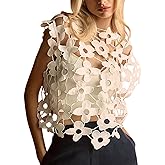 Yimoon Women's Hollow Out Floral Lace Vest Sleeveless Crewneck Cover Up Summer Going Out Tops