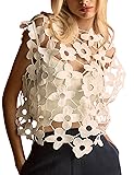 Yimoon Women's Hollow Out Floral Lace Vest