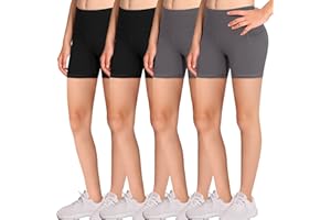 DALIGIRL Volleyball Bike Shorts for Girls - 4 Packs Spandex Compression Shorts with Pockets for Kids Dance Yoga and Athletics