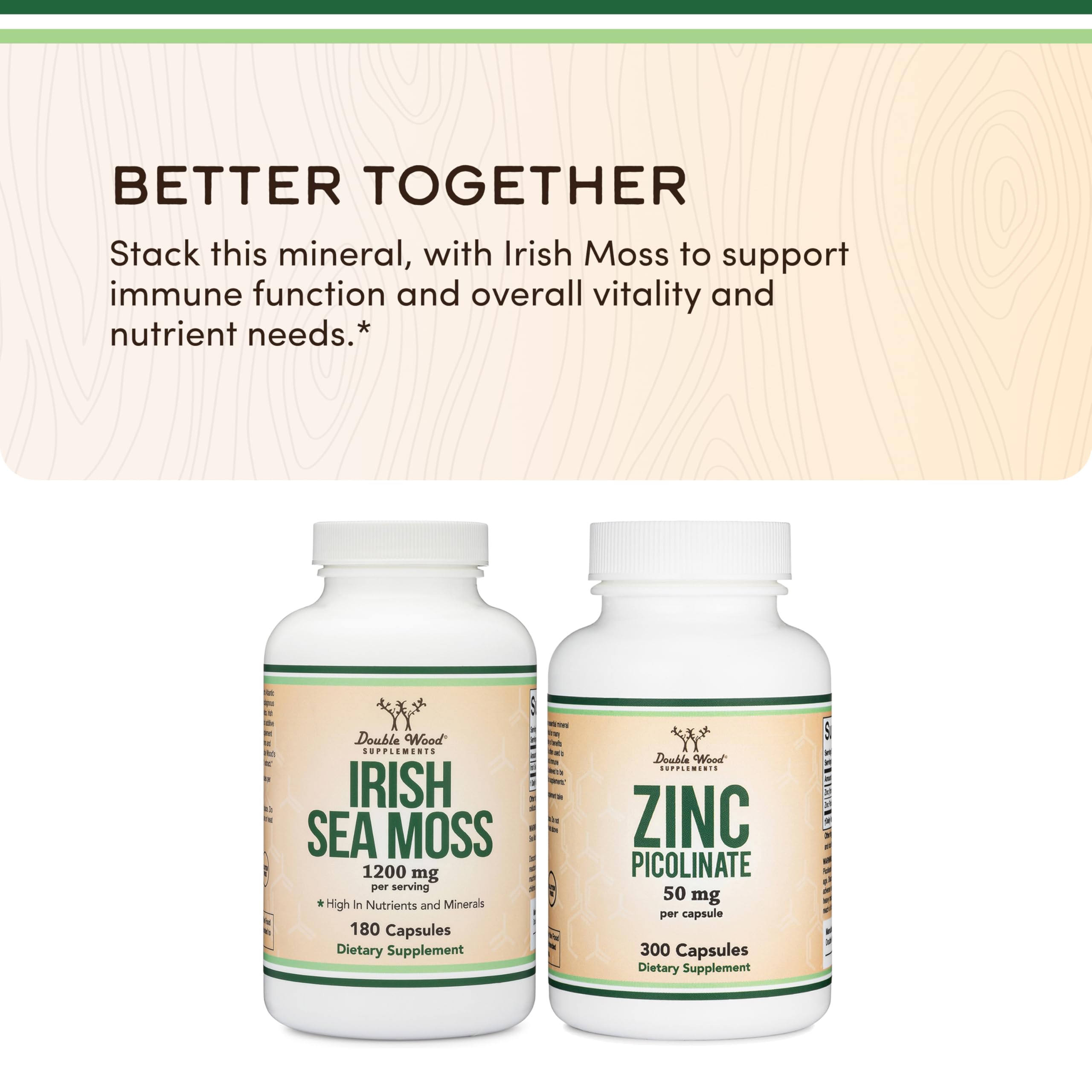 Irish Sea Moss Capsules, More Potent Than Sea Moss Gel Extract (180 Count, 1,200mg per Serving) (from Wildcrafted and Raw Chondrus Crispus) Nutrient Rich Superfood High in Minerals by Double Wood