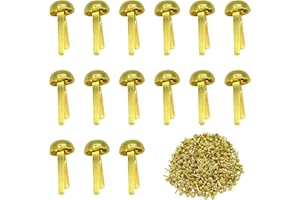 BITEYUED 500 Pcs Brads for Paper Brass Fasteners,Round Brass Brads for Craft Art,DIY, Card Making,（Gold）