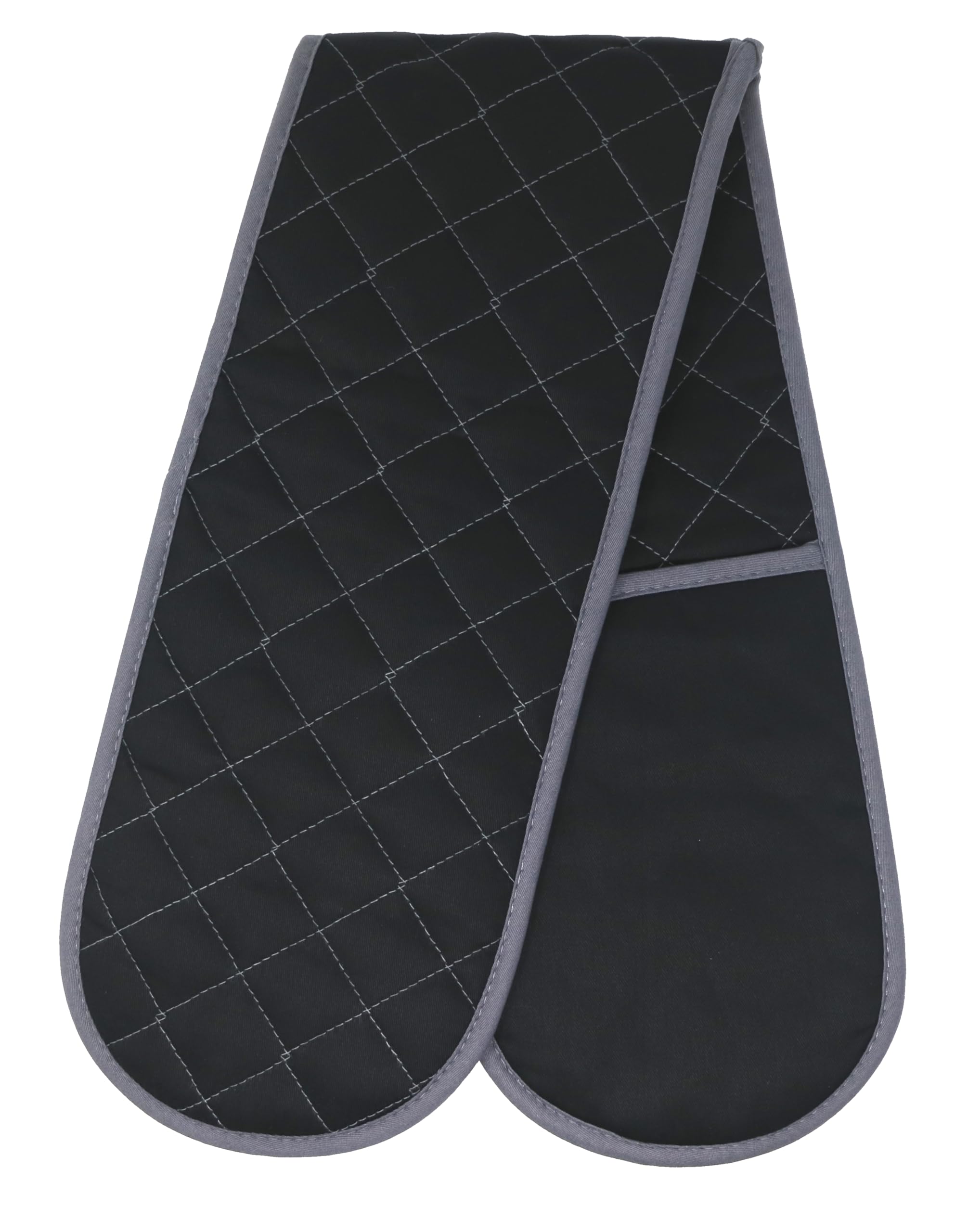 Oven Gloves, Black, Double Oven Mitts, Heat Resistant Cooking Gloves, Machine Washable Catering, BBQ, Kitchen, Baking Mitts, Double Oven Gloves, Pot Holders