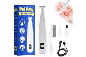 COBALT FELINE Dog Paw Trimmer with LED Light, 2025 Upgraded Pet Precision Paw Trimmer for Dogs Cats Grooming Clippers, 35dB Ultra-Low Noise Waterproof Pet Paw Hair Trimmer for Paws, Ears, Rump, Face, Eyes (White)