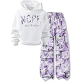 Vitalique Girls Clothes Little Girl Outfits Letter Print Hooded Sweatshirt Cargo Pants 2PCS Girls Clothing
