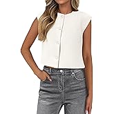 PRETTYGARDEN Women's Suit Vest Crop Tops Spring Summer Dressy Business Casual Work Office Clothes Trendy Blazer Waistcoat