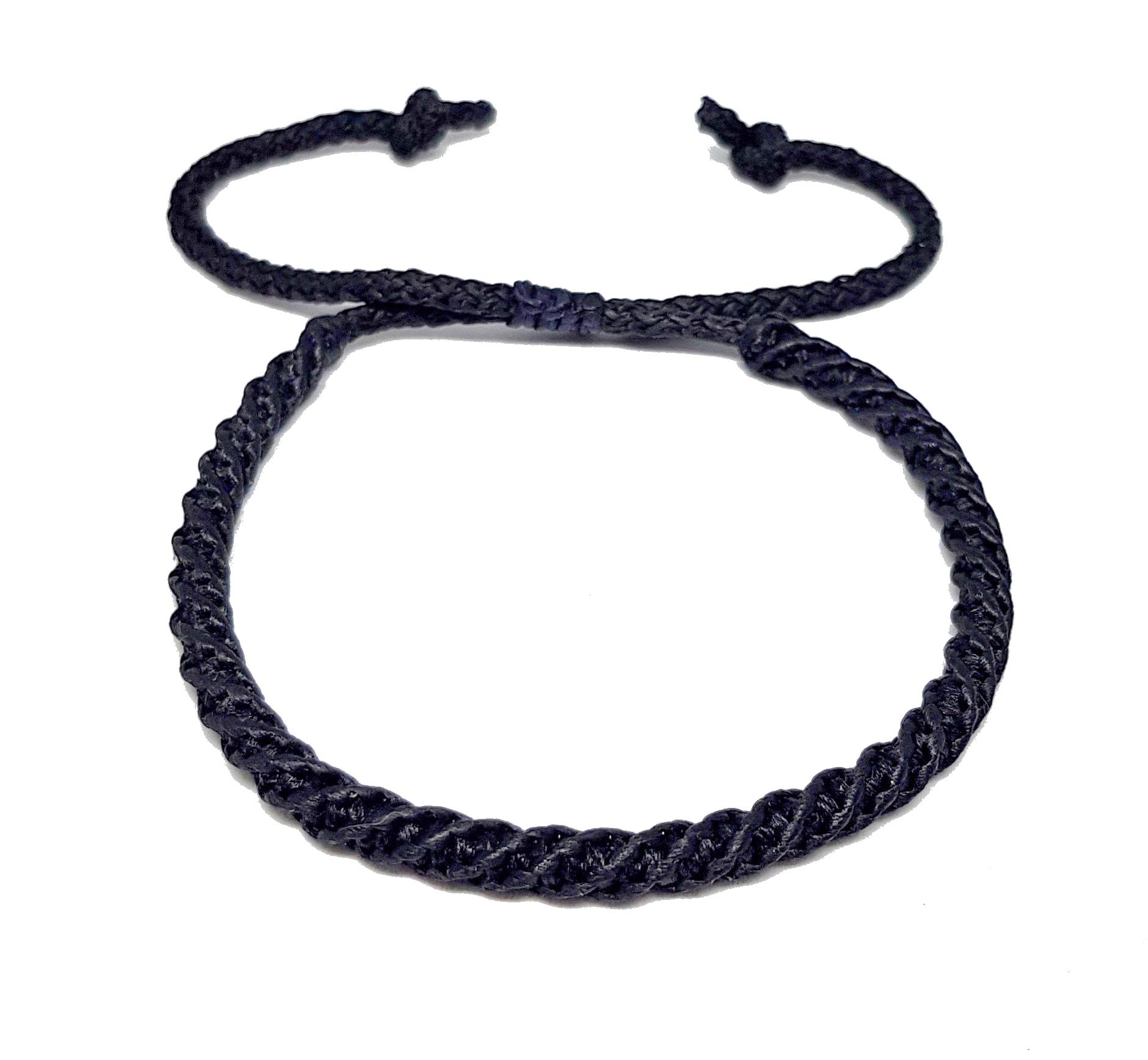 Origin Siam Handmade Thai Buddhist Wristband | Unisex Tight Weave Slim Bracelet | Karma Luck Love Friendship | Yoga Meditation Gift (Black (Sliding Knot))