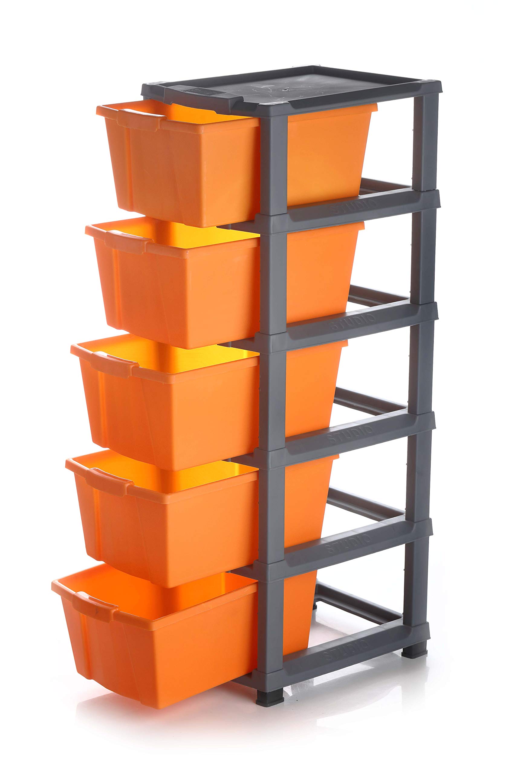 Darkpyro 5 XL(Extra Large), Modular Drawer Plastic for Home, Office, Parlor, School, Doctors, Home and Kids - Orange