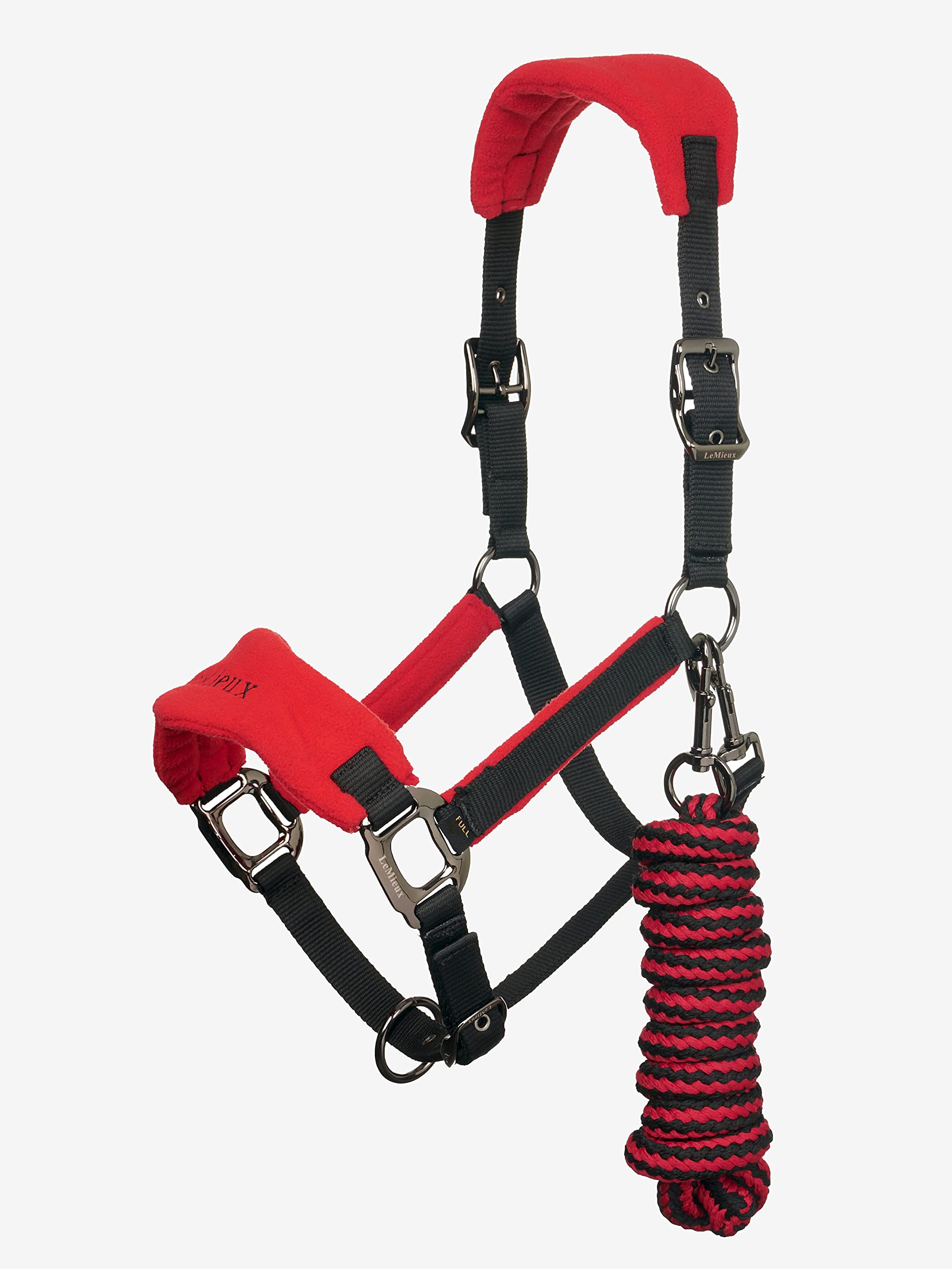 LeMieux Vogue Fleece Headcollar with Lead Rope in Chilli - Extra Padding, Adjustable at Curb and Poll Strap - Cob — image 1