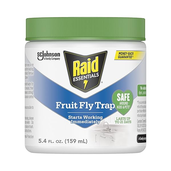 RAID ESSENTIALS FRUIT FLY TRAP FOR INDOORS, MADE WITH ESSENTIAL OILS, CHILD AND PET SAFE, 5.4 OZ