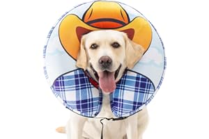 Avont Inflatable Dog Cone Collar After Surgery, Blow Up Soft Dog Donut Neck Pillow Protective Recovery Cone Alternative -Cowb