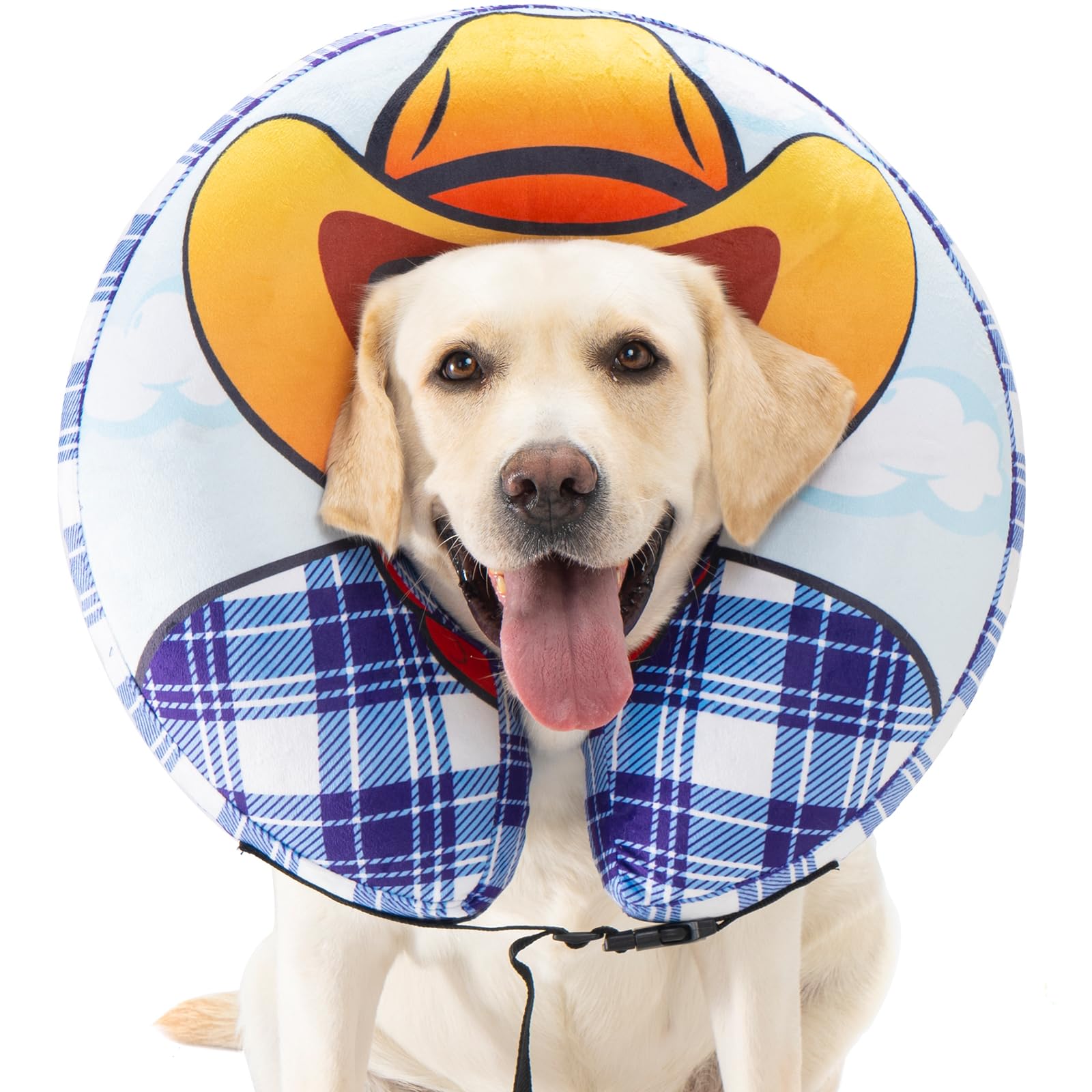 Avont Inflatable Dog Cone for Surgery Recovery - Soft Donut Collar to Stop Licking, E-Collar Alternative for Small Medium Large Dogs -Cowboy(L)