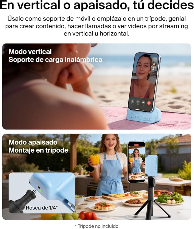 Stage PowerGrip Agarre Magnético de Cámara con Batería 9300 mAh Azul