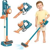 BAYMI 3-in-1 Kids Vacuum that Really Works - Toddler Vacuum Cleaner with Real Suction, Pretend Play Housekeeping &amp; Cleaning Toy Set for Kids Ages 3+ (Blue)