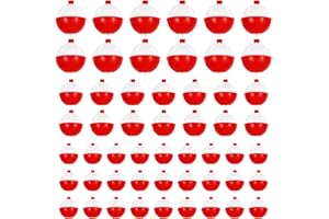 YSANCIUU 100 Pcs Fishing Float,Hard ABS Fishing Bobber,Red and White Bobbers,Push Button Round Buoy Floats for Tackle Accessories(Size: 0.75/1/1.5 Inch)
