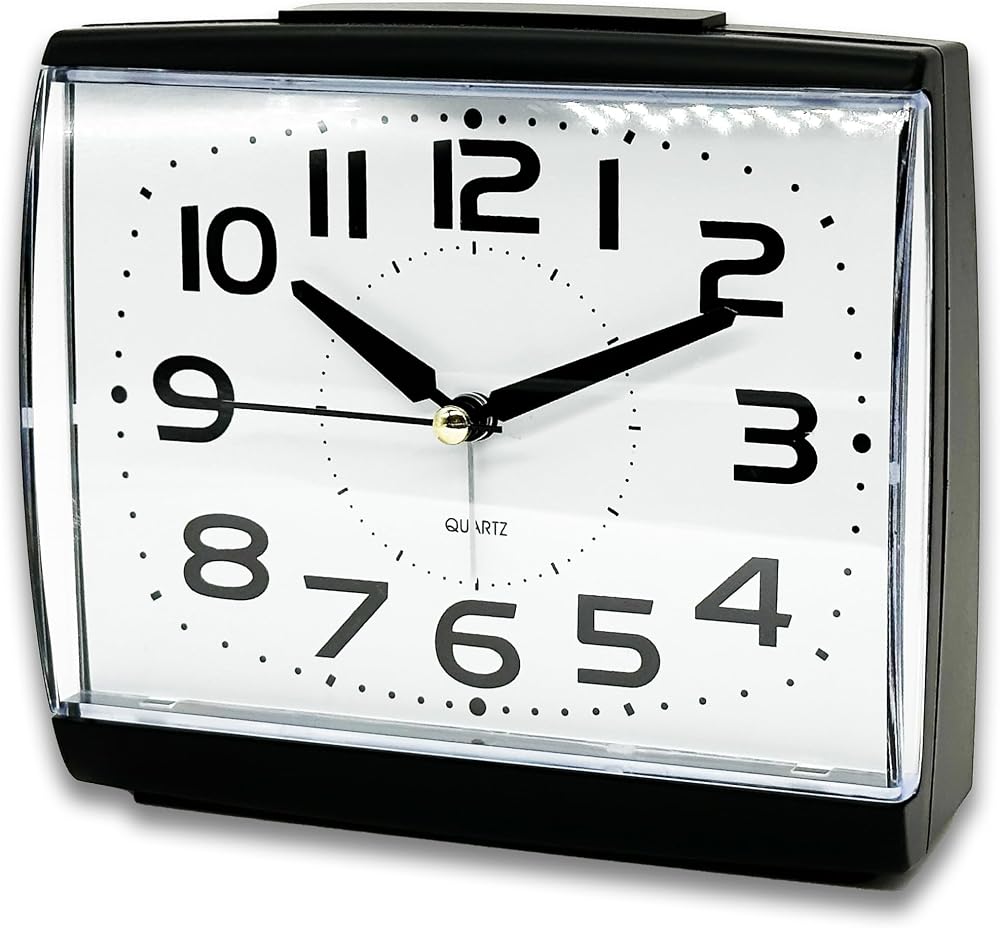A5 Silent Non-Ticking Bedside Alarm Clock Analogue Nightlight Snooze Battery