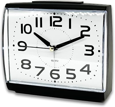 A5 Silent Non-Ticking Bedside Alarm Clock Analogue Nightlight Snooze Battery