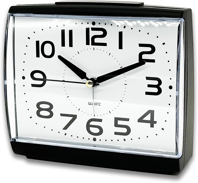 A5 Silent Non-Ticking Bedside Alarm Clock Analogue Nightlight Snooze Battery
