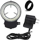 Vision Scientific VMLIFR-09B Black Adjustable 144 LED Ring Light for Stereo Microscope | 2.5" (62.5mm) Inside and 3.64" (92.5mm) Outside Diameters | 1-7/8" (48 mm in Diameter) Ring Adapter Included