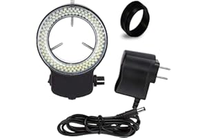 Vision Scientific VMLIFR-09B Black Adjustable 144 LED Ring Light for Stereo Microscope | 2.5" (62.5mm) Inside and 3.64" (92.5mm) Outside Diameters | 1-7/8" (48 mm in Diameter) Ring Adapter Included