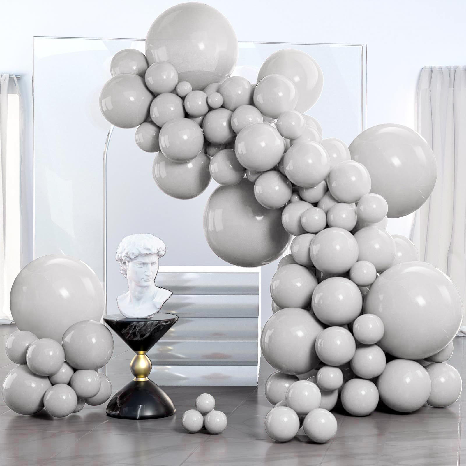 Photo 1 of PartyWoo Gray Balloons 140pcs Different Sizes Pack of 18 12 10 5 Inch Matte Gray Latex Balloon Arch Kit for Baby Shower Graduation Wedding Anniversary Birthday Party Decorations Gray-Y71