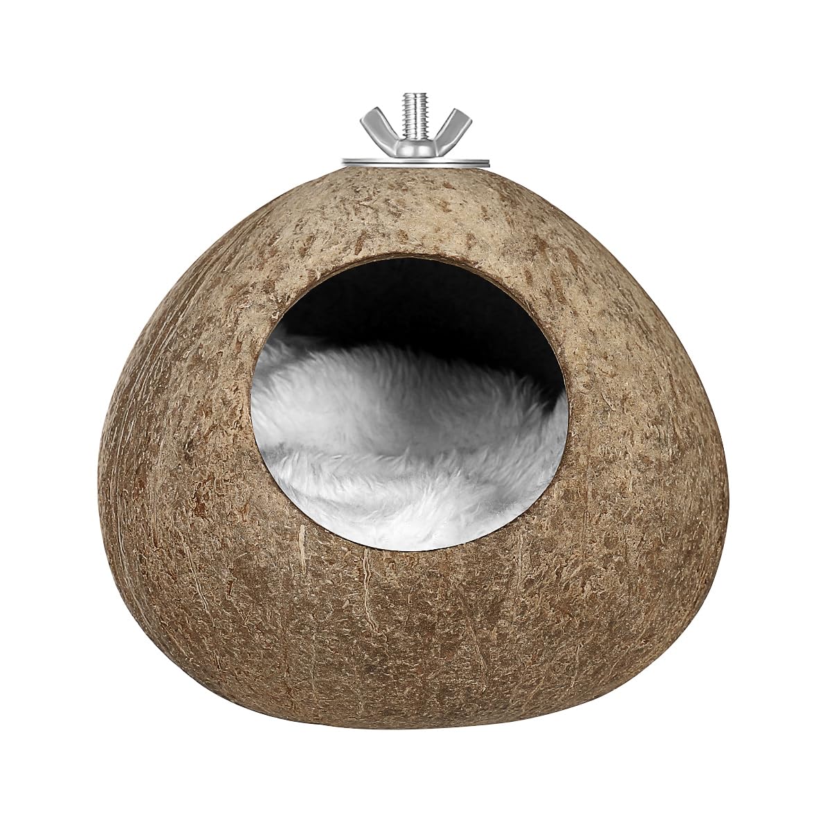 POPETPOP Bird Nest Coconut Shell Simulation Birdhouse Bird Hut Breeding Place Hideout for Parrots Hamster Small Animalsï¼ˆNo Blanket