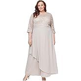 Alex Evenings Womens Long Lace Top Mother of The Bride Dress with Empire Waist (Plus Size)