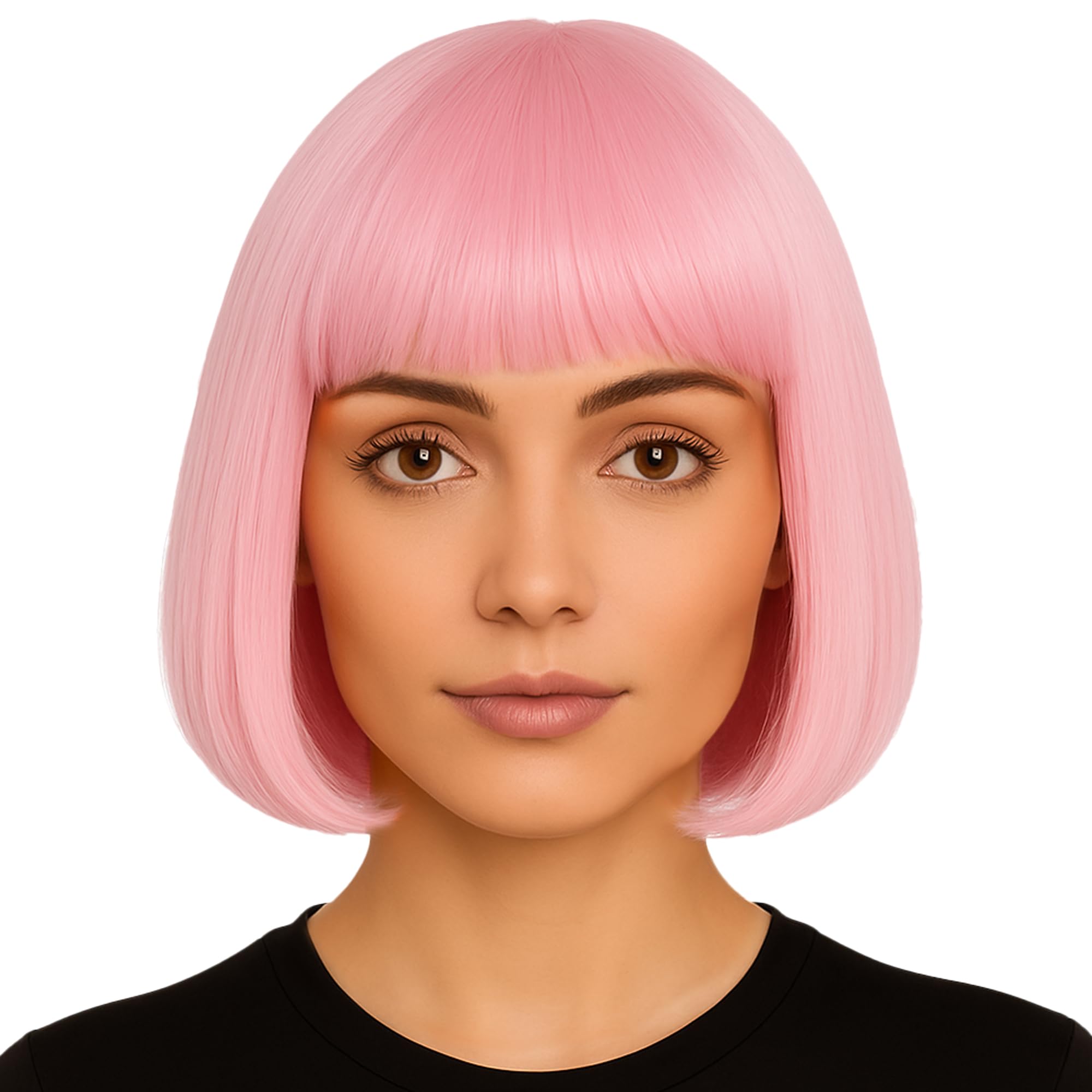 Short Bob Wigs for Women Fancy Dress - 12 Inch Synthetic Short Hair Wigs for Women - Ladies Bob Straight Hair as Anime Cosplay, Halloween Costume Accessories, 70s and 80s Fancy Dress Accessories