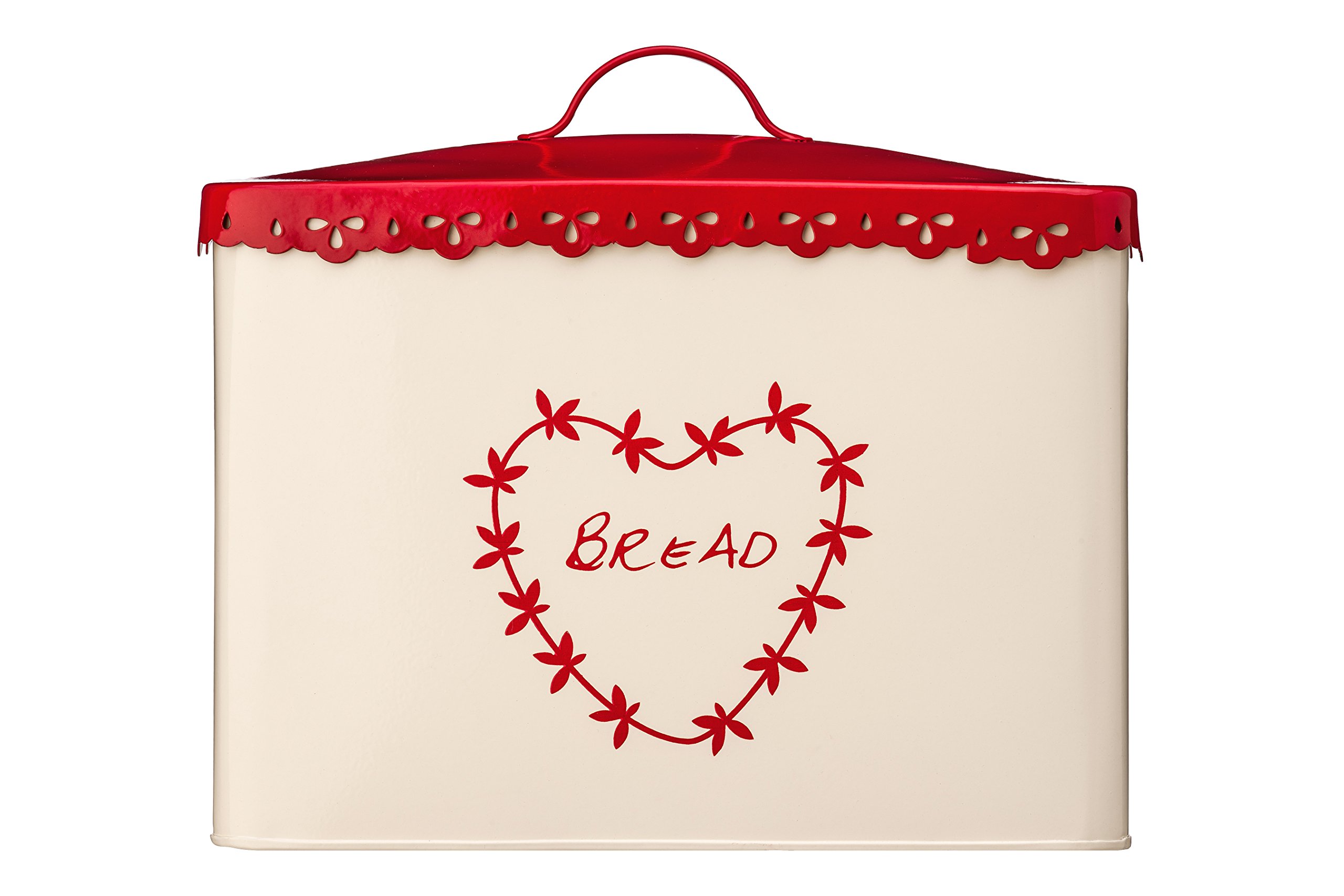 Premier Housewares 507623 Anglaise Bread Bin - Cream/Red H25 x W33 x D18cm