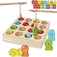 Wooden Magnetic Fishing Game for Kids Toddlers, Montessori Toys, Preschool Educational Learning Toys,Gifts for 3 4 5 Years Ol