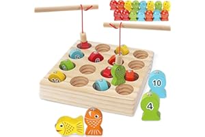 FLITI Wooden Magnetic Fishing Game for Kids Toddlers, Montessori Toys, Preschool Educational Learning Toys, Gifts for 3 4 5 Y