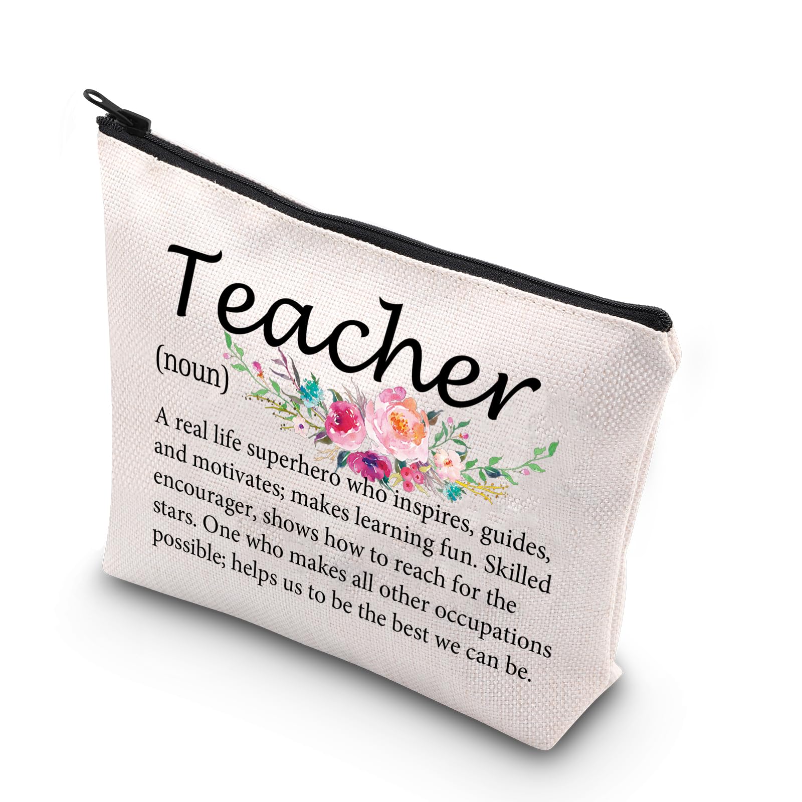 PLITI Teacher Gift Teacher Definition Makeup Bag Teacher Appreciation Gift Para Teacher Gift School Counselor Cosmetic Bag (Teacher noun U)