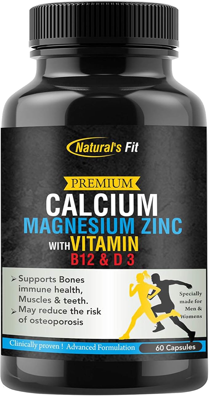Naturals Fit Bone Care Capsules Calcium Magnesium Zinc Supplement For Bones Health And Strong Muscle (60 Veg Capsules)
