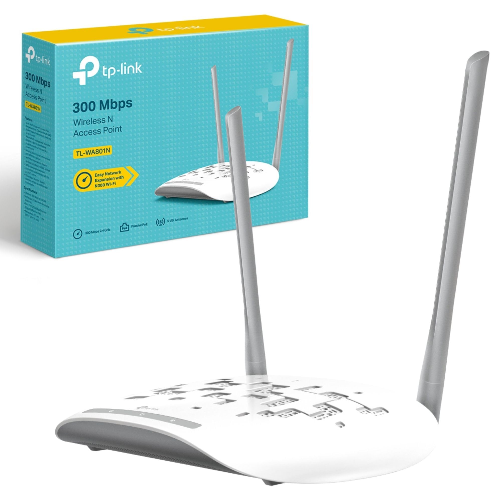 TP-Link TL-WA801N 300 Mbps Wireless N Access Point, Passive PoE Power Injector, Supports Multiple Operation Modes Access Point, Multi-SSID, Client, and Range Extender Modes, 10/100M Ethernet Port