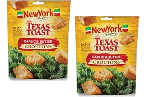 SMILING SWEETS New York Bakery - The Original Texas Toast - Garlic and Butter Flavored Croutons - Pack of 2 - Big Flavor with a Light, Crispy Crunch - Made From Real French Bread