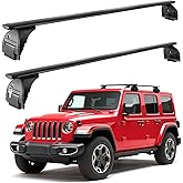 Lockable Roof Rack Cross Bars Compatible with Jeep Wrangler JK JL Gladiator JT 2007-2026 2&4 Door, 220LBS Adjustable Heavy Duty Aluminum Crossbars Cargo Luggage