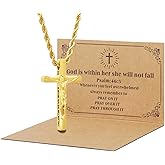 DS Christian Cross Necklace for Men Women-18K Gold Stainless Steel Crucifix Necklaces with Inspirational Bible Verse Religious Gift for Prayer Faith Jesus/God-Catholic Christian Pendant Jewelry