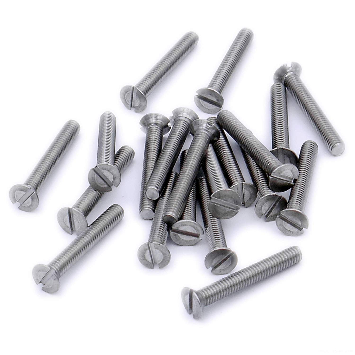 Merriway BH02523 (25 Pcs) Slotted Countersunk Head Machine Screws with Nuts, M4 x 25mm (5/32 inch x 1 inch) Bright Zinc Plated - Pack of 25 Pieces