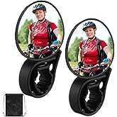 Hestya 2 Pack Bike Handlebar Mirror 360° Adjustable Rotatable Universal View Bicycle Mounted Mirror with Storage Bag Bicycle Accessories Shockproof Acrylic Convex for Mountain Road Bike