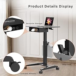 JOY worker Height Adjustable Rolling Laptop Desk